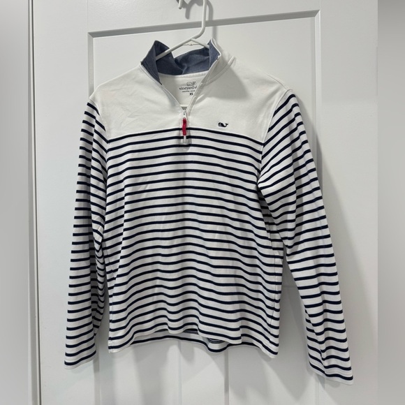 Vineyard Vines Tops - Vineyard vines stripe 1/4 zip navy and white